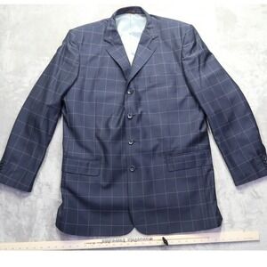 Jean Paul Exclusive Milan Italy Navy Windowpane Super‎ 150s Jacket Blazer 44L